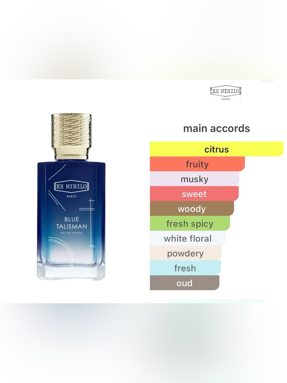 Blue Talisman by the niche perfume house Ex Nihilo (1ml sample) is a unisex frag